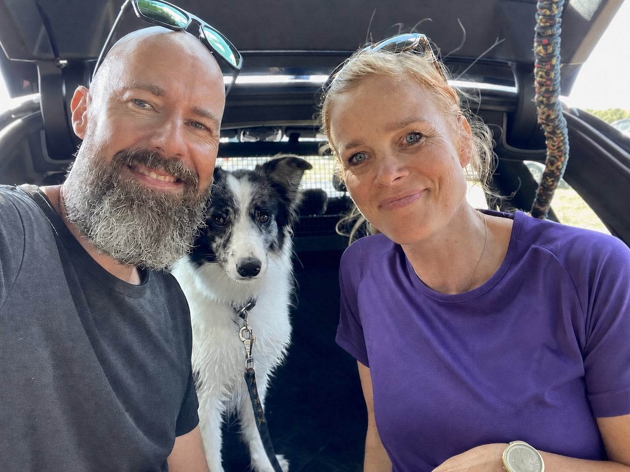 Mads and Dina with Asta, the family border collie
